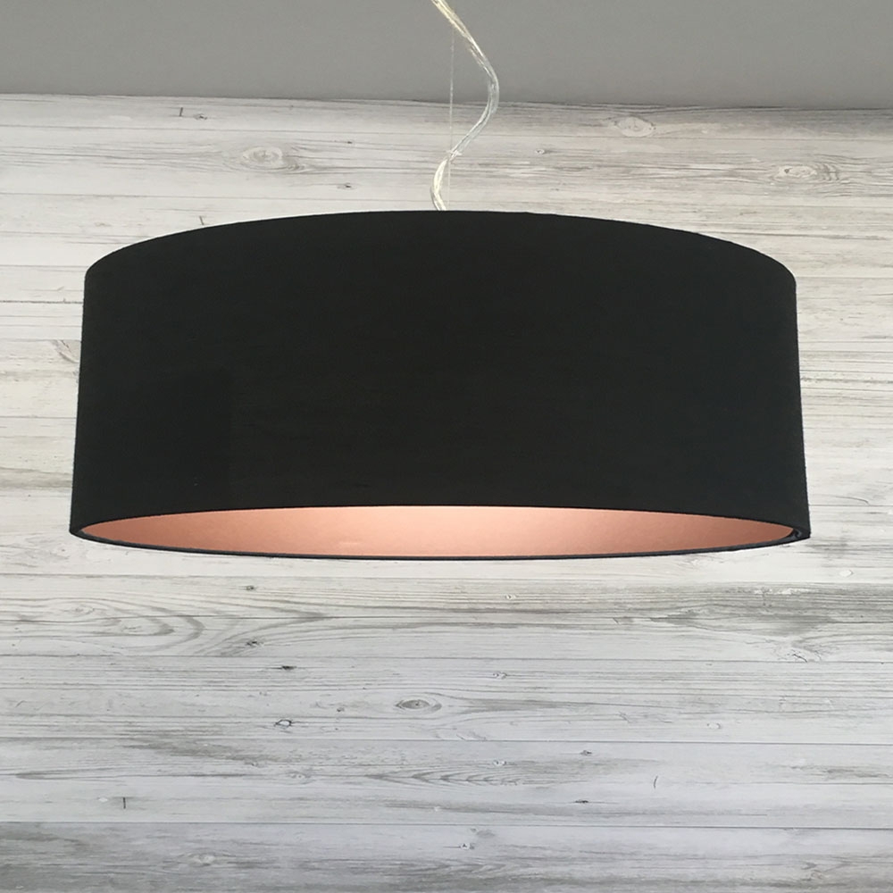 Large Black & Copper Drum Shade 